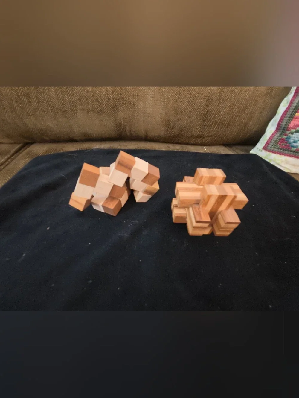 Wooden Interlocking Puzzle Set - Natural Two-Tone